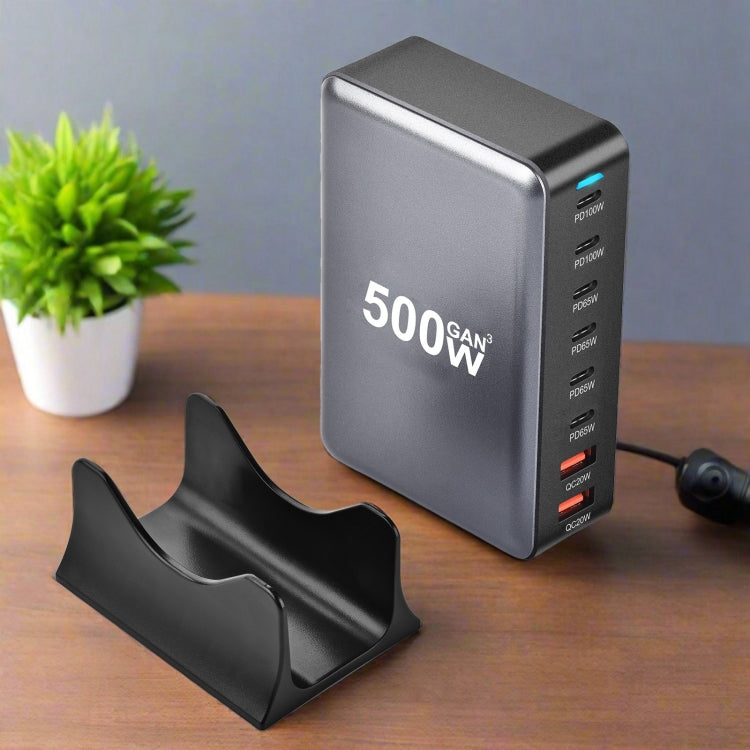 500W GaN 6 Type-C 2 USB Multi Ports Sharing Desktop Charger, Plug:UK Plug