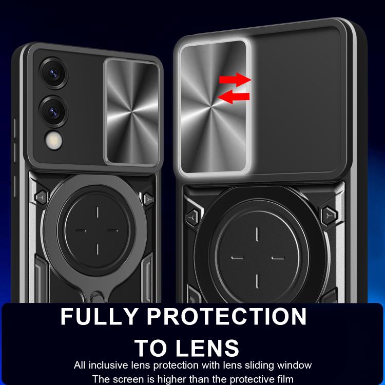 For Samsung Galaxy S25 Edge 5G CD Texture Sliding Camshield Magnetic Holder Phone Case