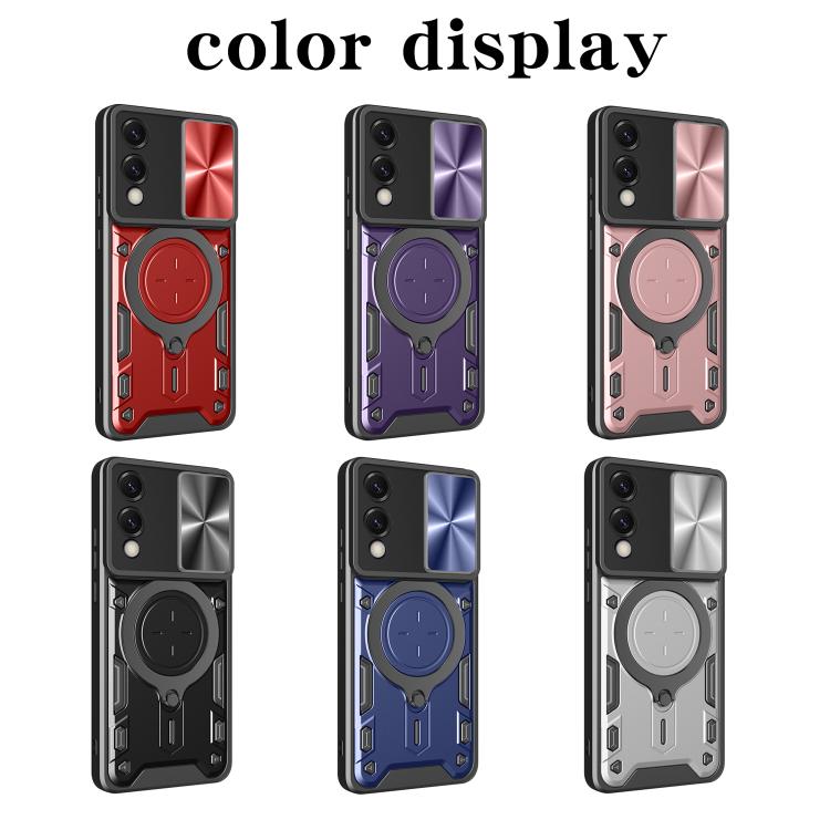 For Samsung Galaxy S25 Edge 5G CD Texture Sliding Camshield Magnetic Holder Phone Case