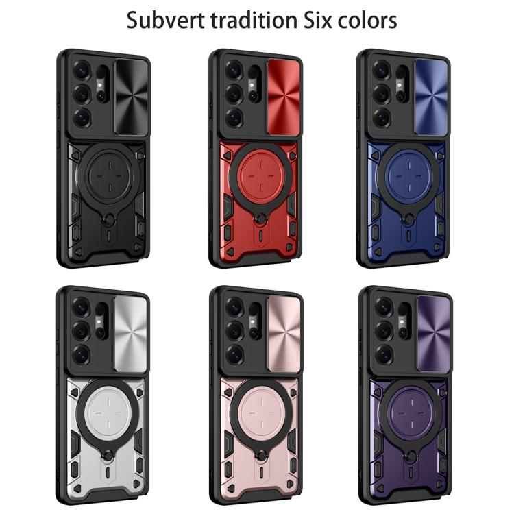 For Samsung Galaxy S26 Ultra 5G CD Texture Sliding Camshield Magnetic Holder Phone Case