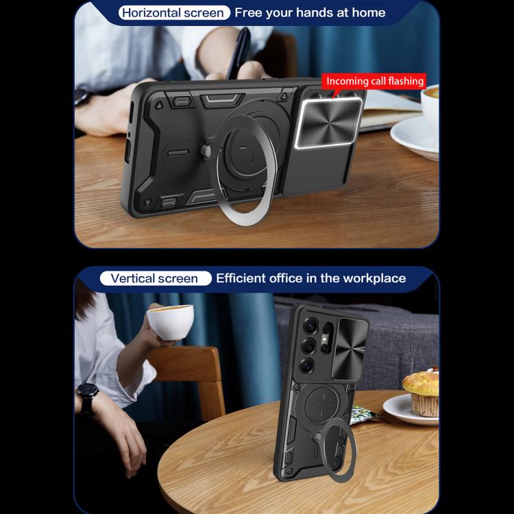 For Samsung Galaxy S26 Ultra 5G CD Texture Sliding Camshield Magnetic Holder Phone Case