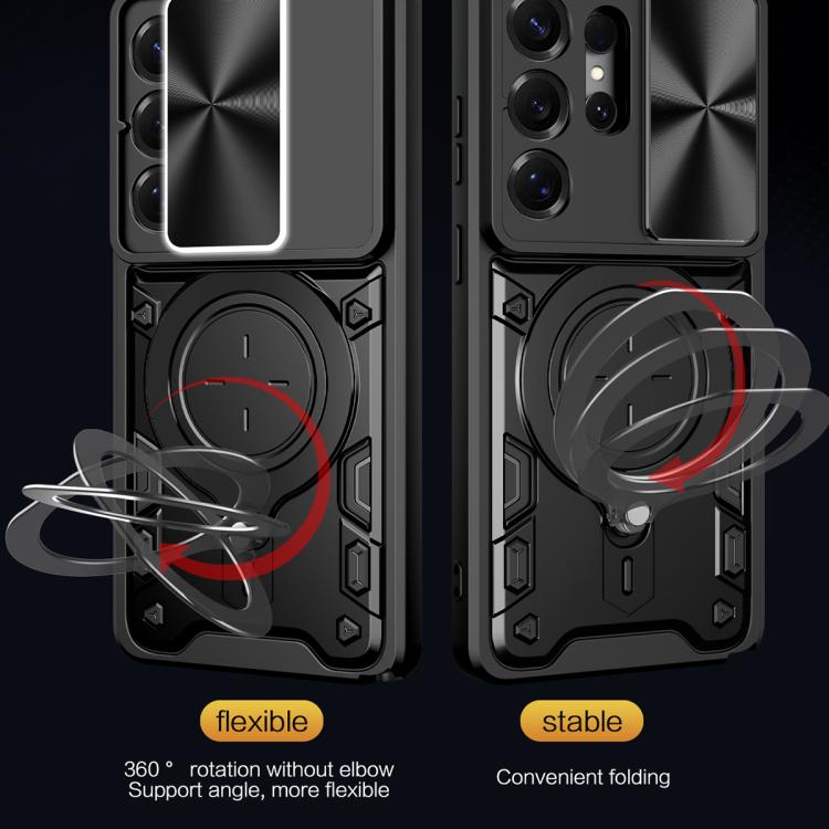 For Samsung Galaxy S26 Ultra 5G CD Texture Sliding Camshield Magnetic Holder Phone Case