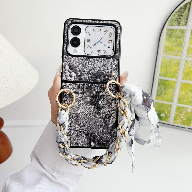 For Huawei nova Flip Embroidery Style DIY Full Coverage Phone Case with Scarf / Bracelet