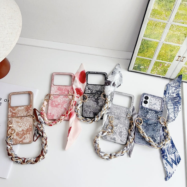 For Huawei nova Flip Embroidery Style DIY Full Coverage Phone Case with Scarf / Bracelet