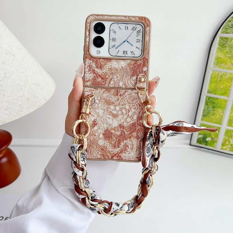 For Huawei nova Flip Embroidery Style DIY Full Coverage Phone Case with Scarf / Bracelet