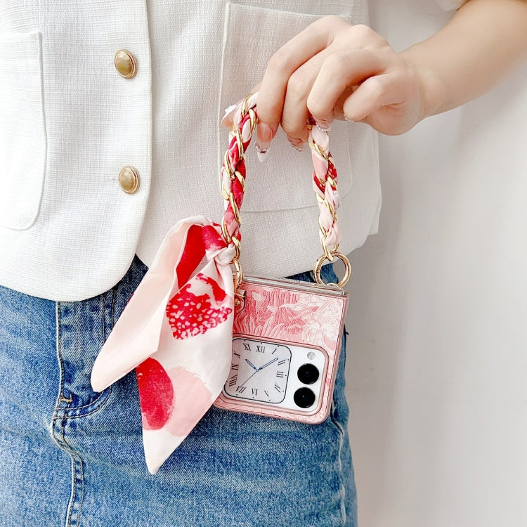 For Huawei nova Flip Embroidery Style DIY Full Coverage Phone Case with Scarf / Bracelet