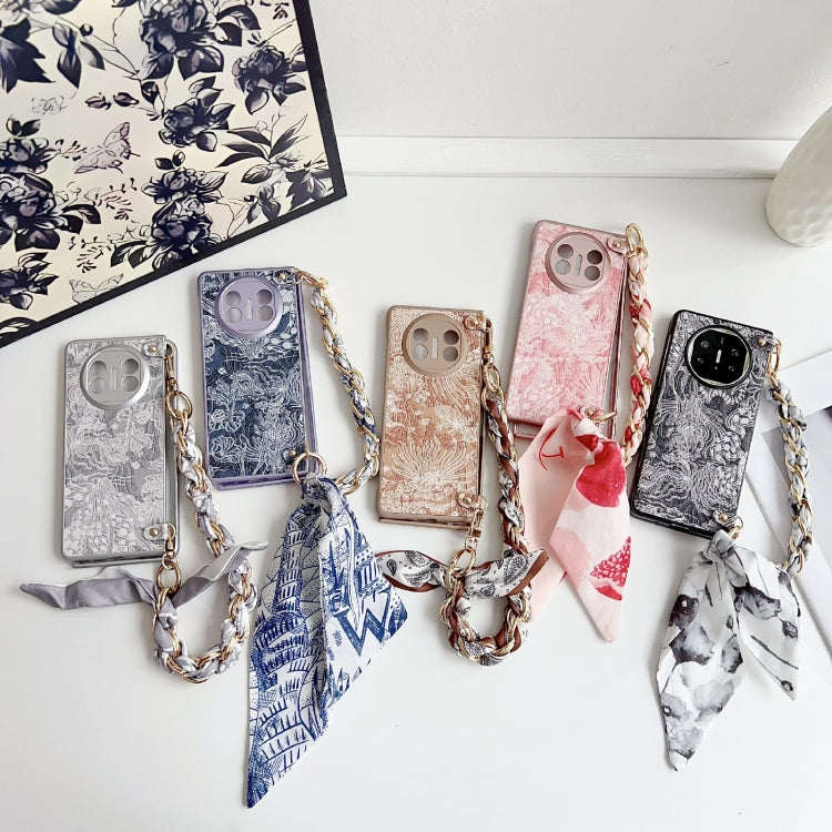 For Huawei Mate X3 / X5 Embroidery Style DIY Full Coverage Phone Case with Scarf / Bracelet