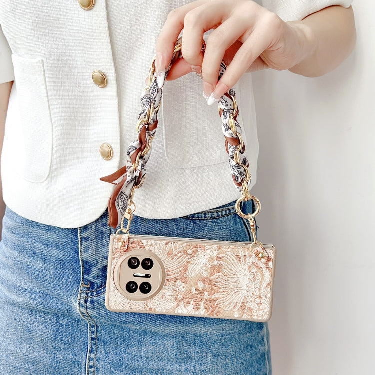 For Huawei Mate X3 / X5 Embroidery Style DIY Full Coverage Phone Case with Scarf / Bracelet