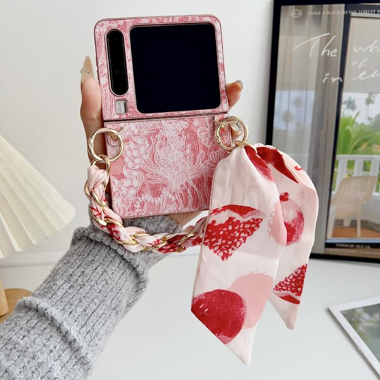 For Huawei Pura X Embroidery Style DIY Full Coverage Phone Case with Scarf / Bracelet