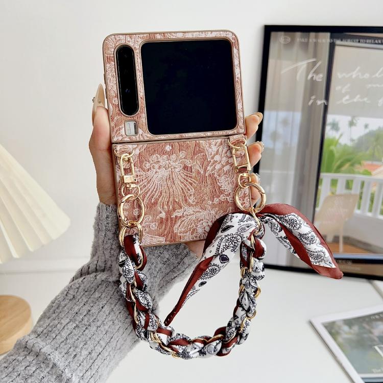 For Huawei Pura X Embroidery Style DIY Full Coverage Phone Case with Scarf / Bracelet