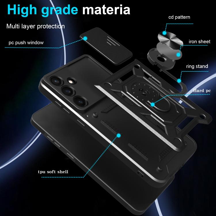 For Samsung Galaxy S25 FE 5G Sliding Camera Cover Design TPU+PC Phone Case