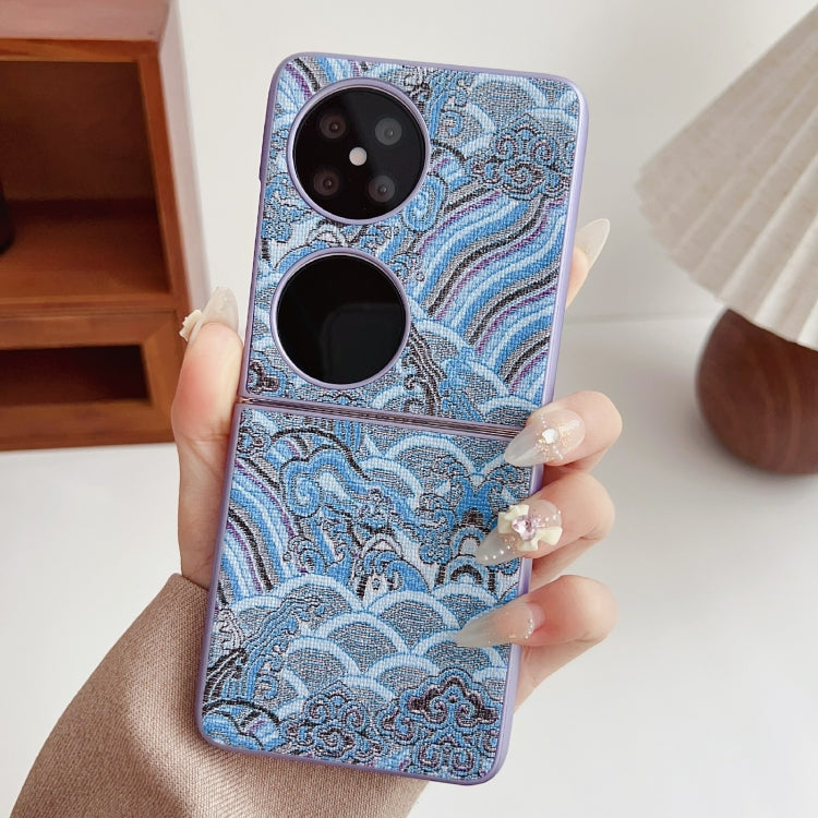 For Huawei P50 Pocket Propitious Clouds Embroidery Full Coverage Phone Case
