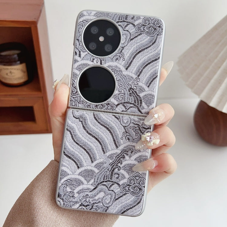 For Huawei P50 Pocket Propitious Clouds Embroidery Full Coverage Phone Case