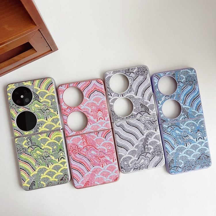 For Huawei P50 Pocket Propitious Clouds Embroidery Full Coverage Phone Case