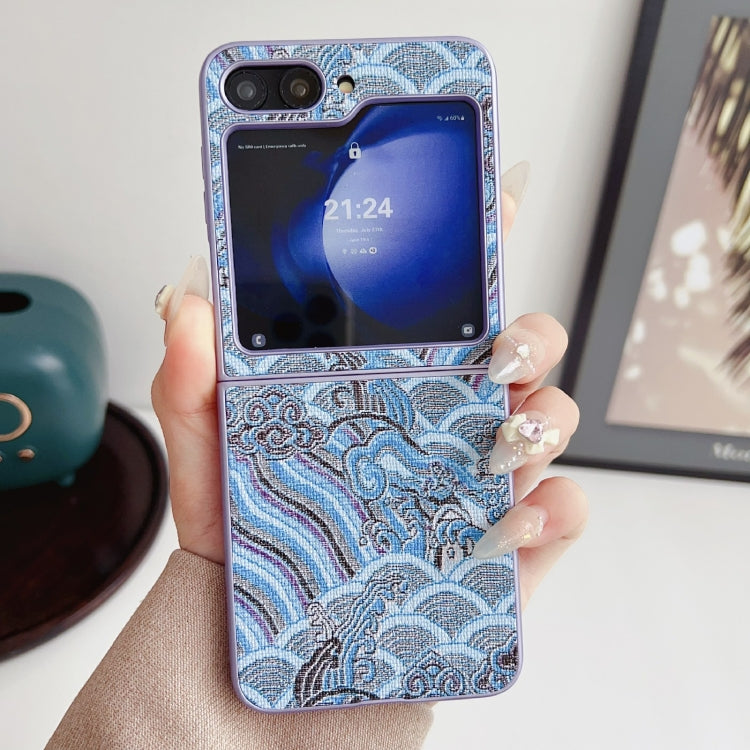 For Samsung Galaxy Z Flip5 Propitious Clouds Embroidery Full Coverage Phone Case