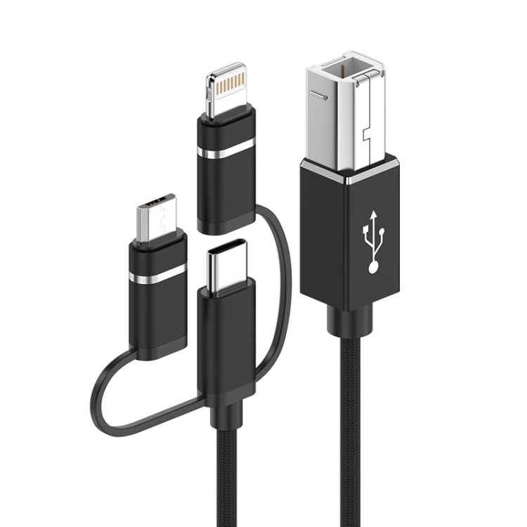 3 in 1 8 Pin, Type-C, Micro USB to USB-B MIDI Instruments Printer Cable, Length: 1m, Length:1m