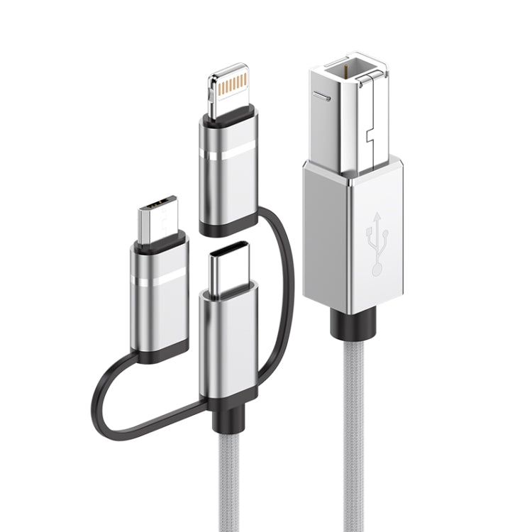 3 in 1 8 Pin, Type-C, Micro USB to USB-B MIDI Instruments Printer Cable, Length: 1m, Length:1m
