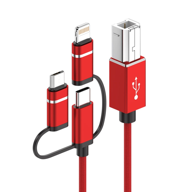 3 in 1 8 Pin, Type-C, Micro USB to USB-B MIDI Instruments Printer Cable, Length: 1m, Length:1m