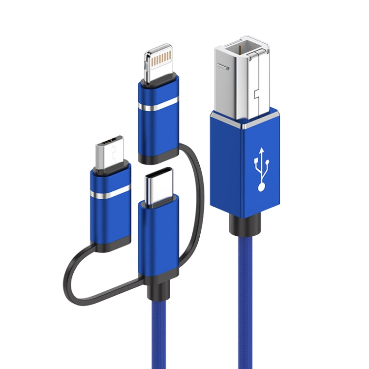 3 in 1 8 Pin, Type-C, Micro USB to USB-B MIDI Instruments Printer Cable, Length: 1m, Length:1m