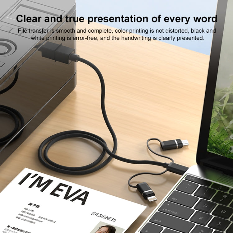 3 in 1 8 Pin, Type-C, Micro USB to USB-B MIDI Instruments Printer Cable, Length: 1m, Length:1m