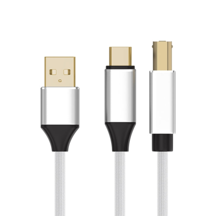 2 in 1 Type-C and USB-A to USB-B MIDI Instruments Printer Cable, Length: 1m, Length:1m