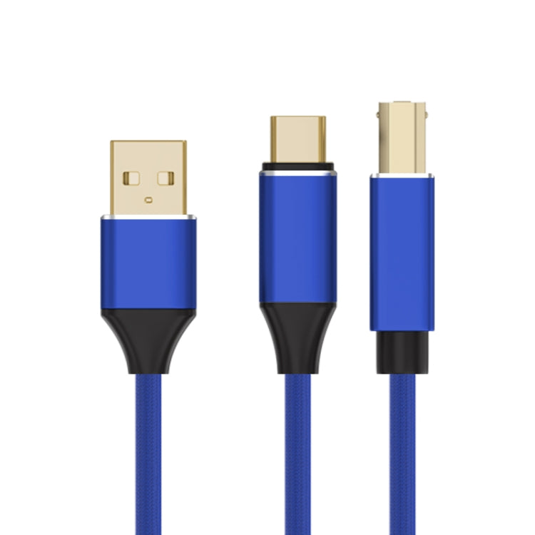 2 in 1 Type-C and USB-A to USB-B MIDI Instruments Printer Cable, Length: 1m, Length:1m