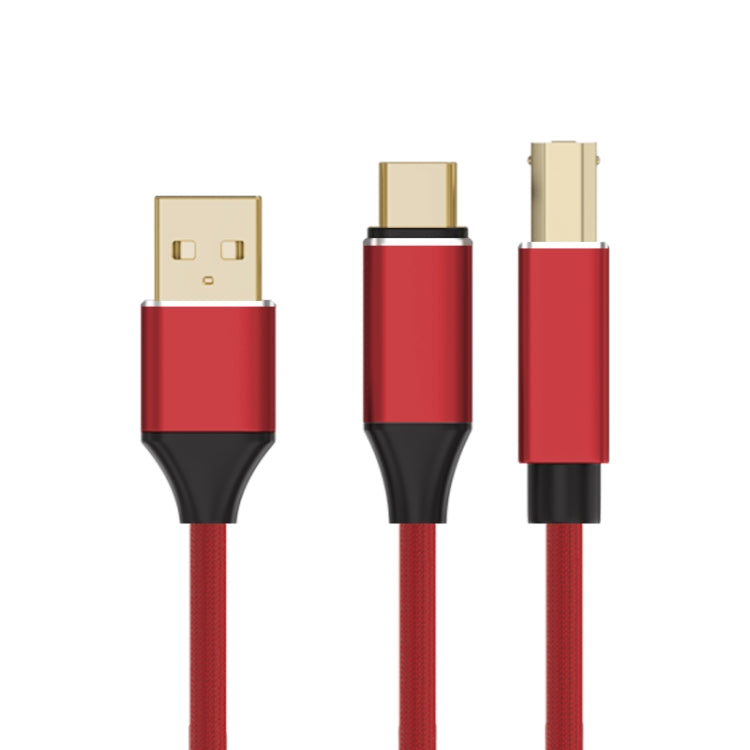 2 in 1 Type-C and USB-A to USB-B MIDI Instruments Printer Cable, Length: 1m, Length:1m