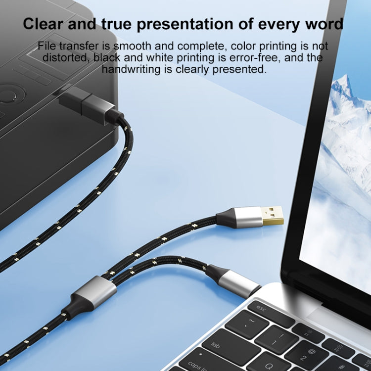 2 in 1 Type-C and USB-A to USB-B MIDI Instruments Printer Cable, Length: 1m, Length:1m