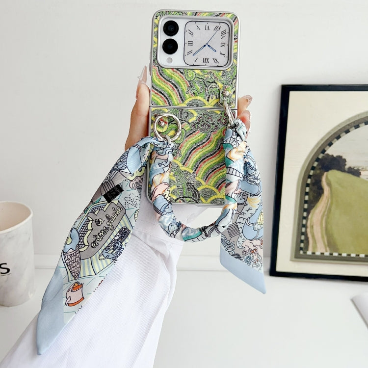 For Huawei nova Flip Propitious Clouds Embroidery Full Coverage Phone Case with Scarf / Bracelet