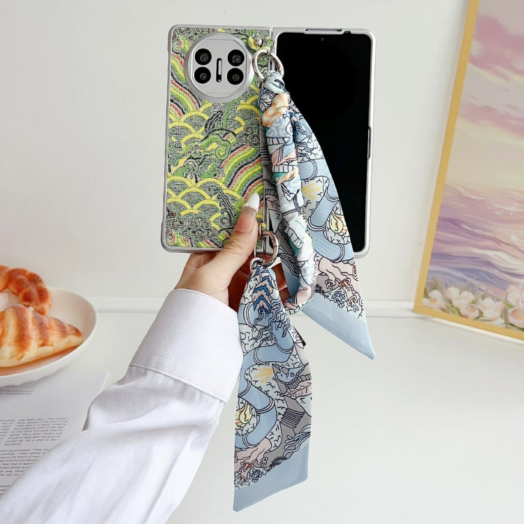 For Huawei Mate X3 / X5 Propitious Clouds Embroidery Full Coverage Phone Case with Scarf / Bracelet
