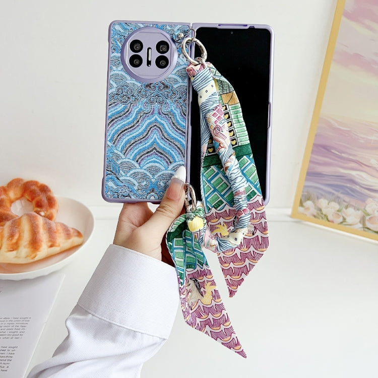 For Huawei Mate X3 / X5 Propitious Clouds Embroidery Full Coverage Phone Case with Scarf / Bracelet