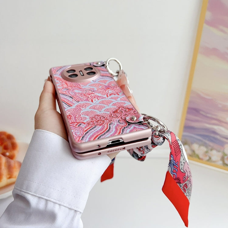 For Huawei Mate X3 / X5 Propitious Clouds Embroidery Full Coverage Phone Case with Scarf / Bracelet