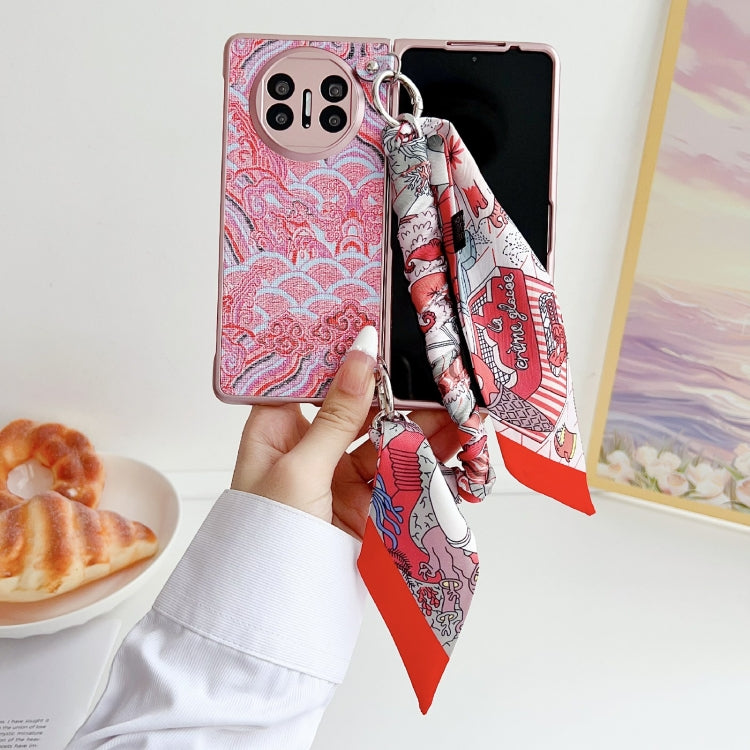 For Huawei Mate X3 / X5 Propitious Clouds Embroidery Full Coverage Phone Case with Scarf / Bracelet
