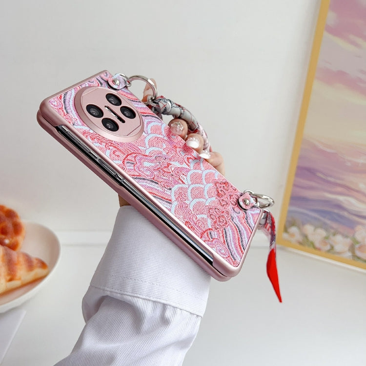 For Huawei Mate X3 / X5 Propitious Clouds Embroidery Full Coverage Phone Case with Scarf / Bracelet