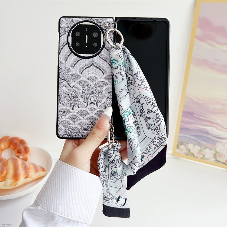 For Huawei Mate X3 / X5 Propitious Clouds Embroidery Full Coverage Phone Case with Scarf / Bracelet
