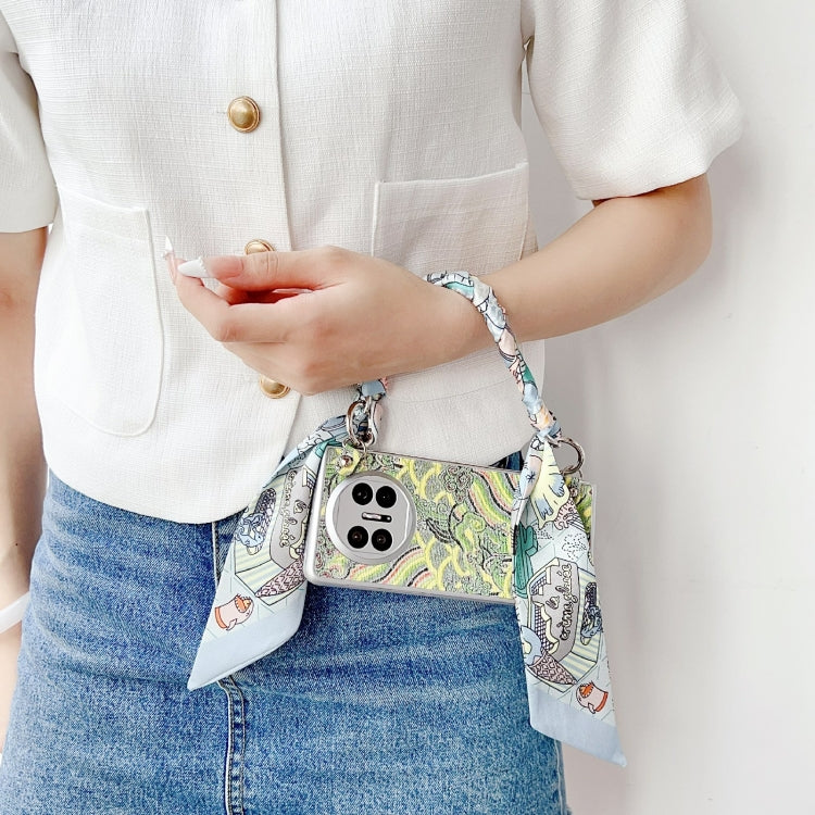 For Huawei Mate X3 / X5 Propitious Clouds Embroidery Full Coverage Phone Case with Scarf / Bracelet