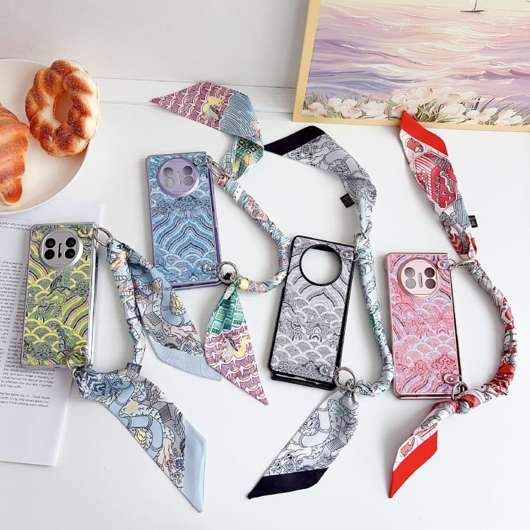 For Huawei Mate X3 / X5 Propitious Clouds Embroidery Full Coverage Phone Case with Scarf / Bracelet