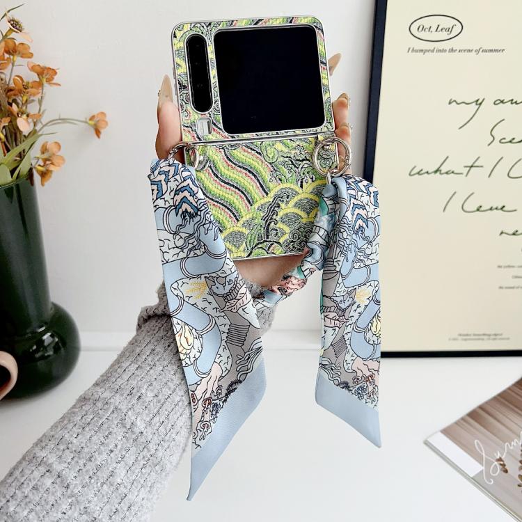For Huawei Pura X Propitious Clouds Embroidery Full Coverage Phone Case with Scarf / Bracelet