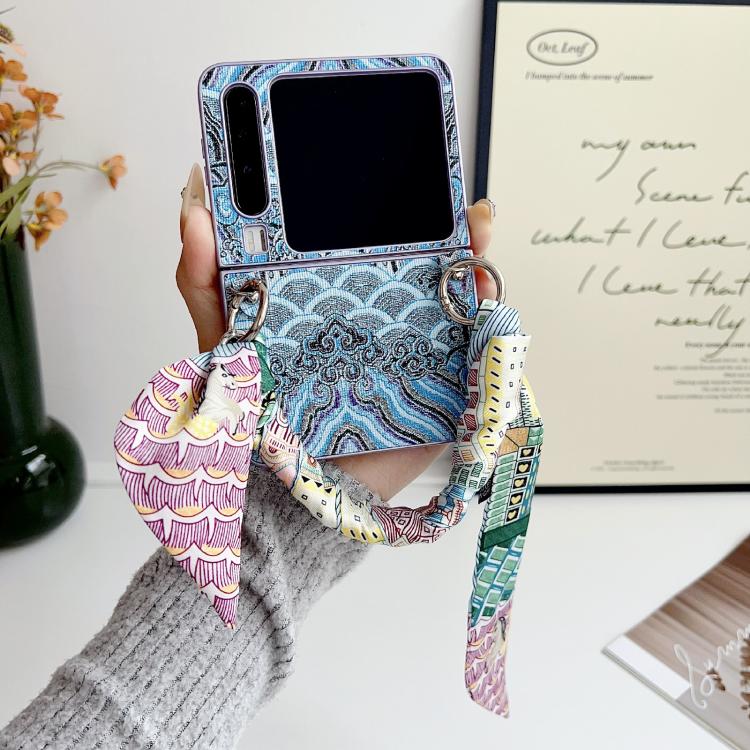 For Huawei Pura X Propitious Clouds Embroidery Full Coverage Phone Case with Scarf / Bracelet