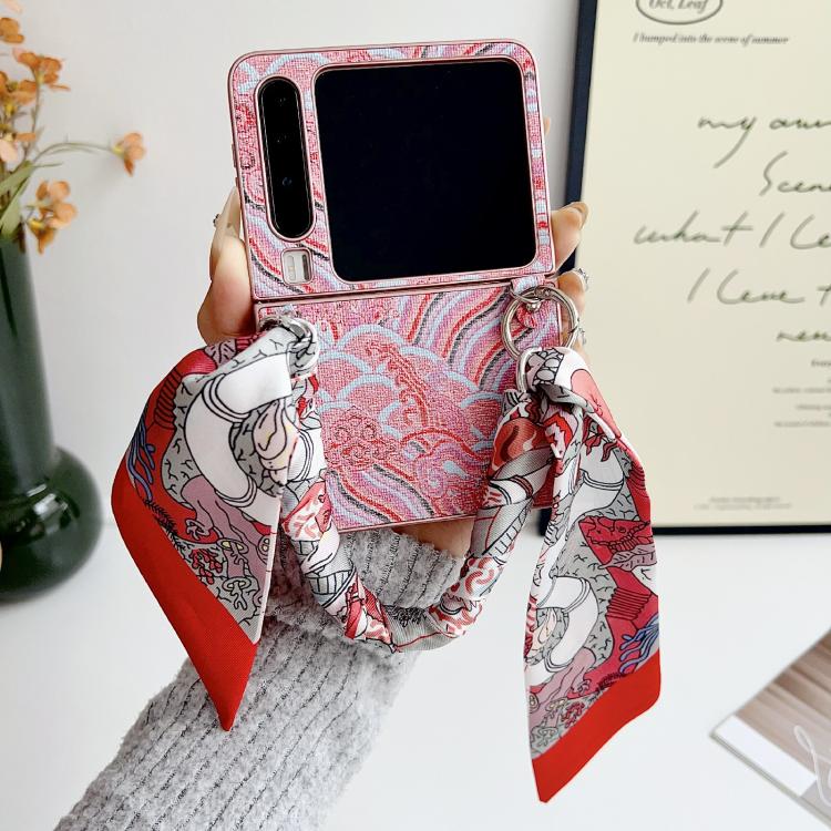 For Huawei Pura X Propitious Clouds Embroidery Full Coverage Phone Case with Scarf / Bracelet