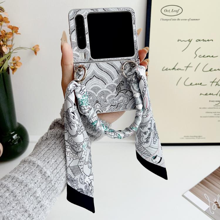 For Huawei Pura X Propitious Clouds Embroidery Full Coverage Phone Case with Scarf / Bracelet