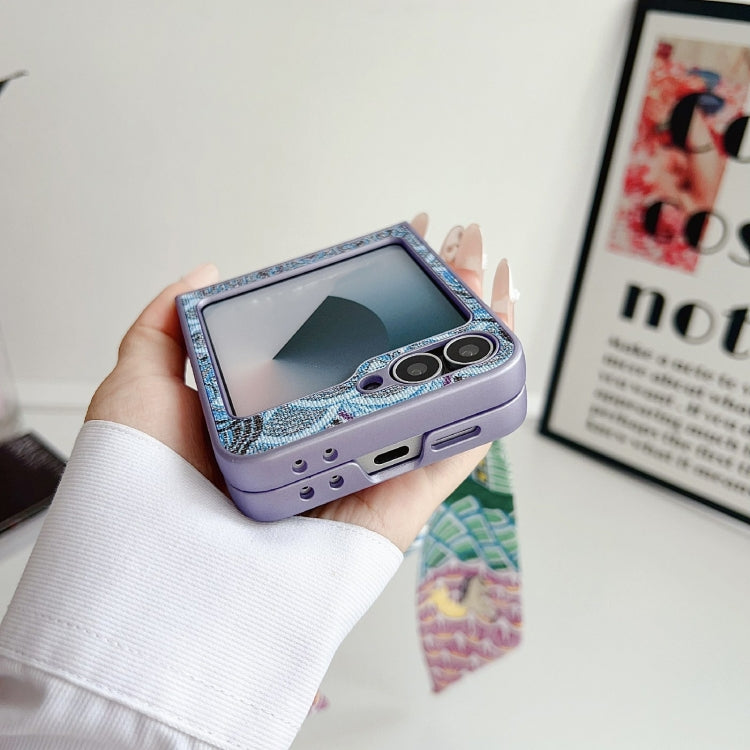 For Samsung Galaxy Z Flip5 Propitious Clouds Embroidery Full Coverage Phone Case with Scarf / Bracelet