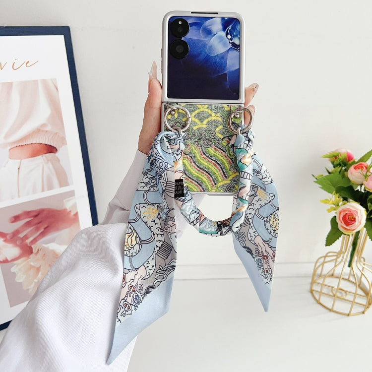 For Xiaomi Mix Flip Propitious Clouds Embroidery Full Coverage Phone Case with Scarf / Bracelet