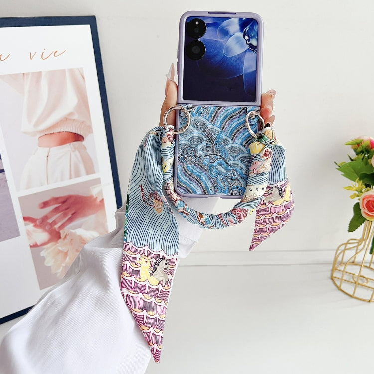 For Xiaomi Mix Flip Propitious Clouds Embroidery Full Coverage Phone Case with Scarf / Bracelet