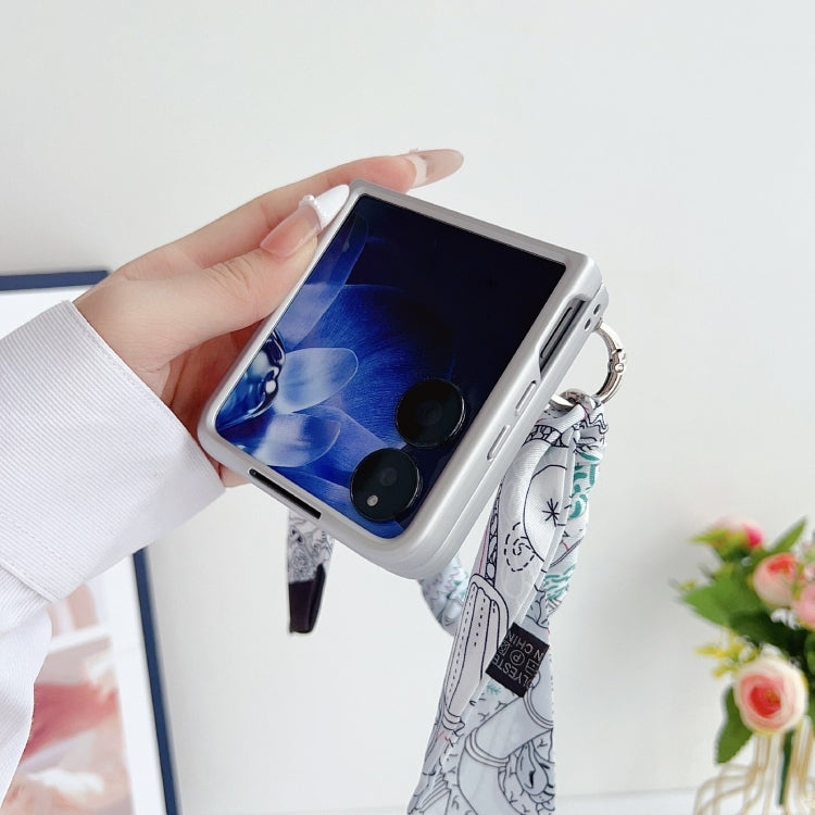 For Xiaomi Mix Flip Propitious Clouds Embroidery Full Coverage Phone Case with Scarf / Bracelet