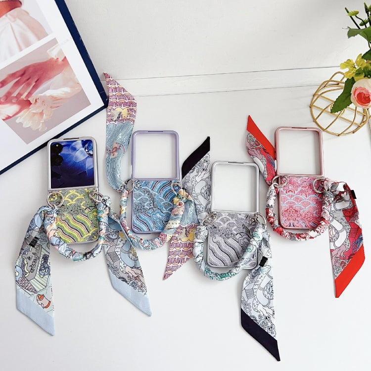 For Xiaomi Mix Flip Propitious Clouds Embroidery Full Coverage Phone Case with Scarf / Bracelet