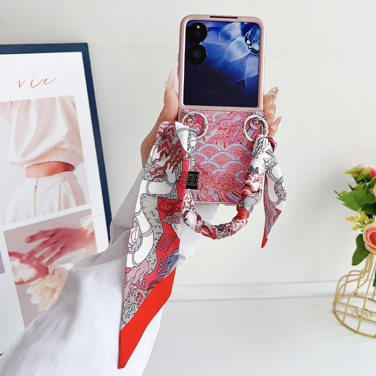 For Xiaomi Mix Flip Propitious Clouds Embroidery Full Coverage Phone Case with Scarf / Bracelet