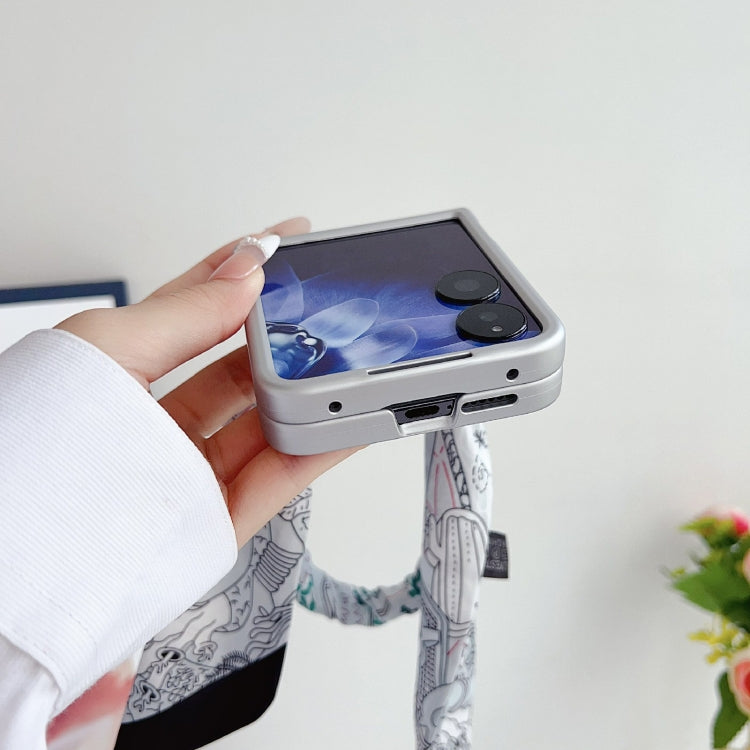 For Xiaomi Mix Flip Propitious Clouds Embroidery Full Coverage Phone Case with Scarf / Bracelet