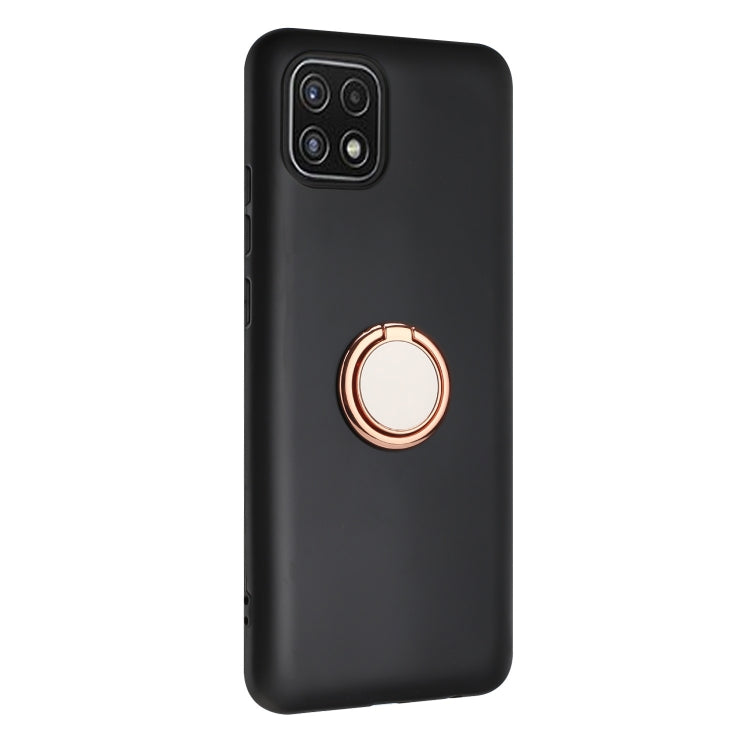 For Samsung Galaxy A22 5G Matte Ring Holder TPU Phone Case