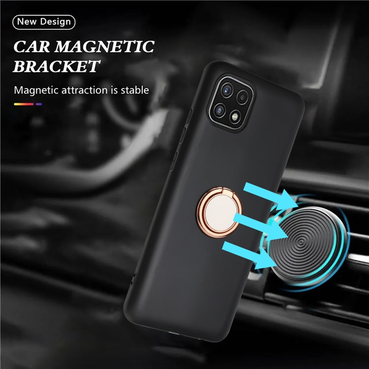 For Samsung Galaxy A22 5G Matte Ring Holder TPU Phone Case